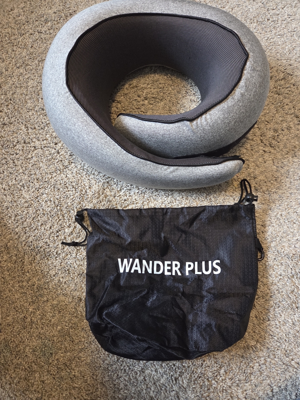 Wander Plus Gray Memory Foam Travel Neck Pillow